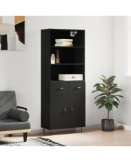 Buffet haut Noir 69,5x34x180 cm Bois d'ingénierie | Mobilier & Déco