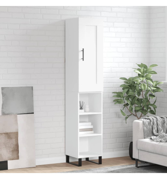 Buffet haut Blanc 34,5x34x180 cm Bois d'ingénierie | Mobilier & Déco