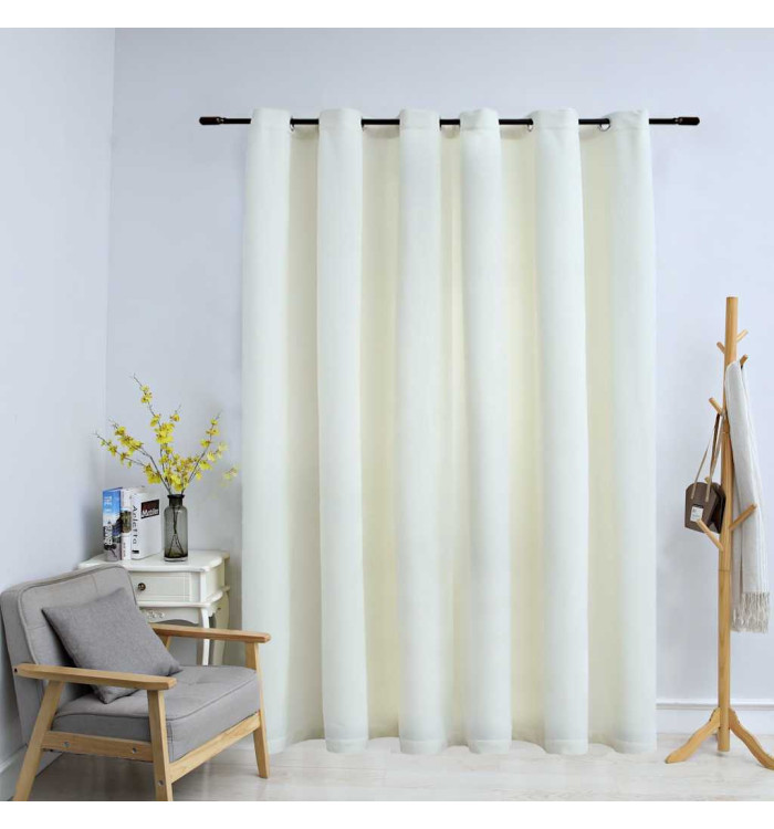 Rideau occultant avec anneaux en métal Velours Crème 290x245 cm | Mobilier & Déco