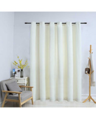 Rideau occultant avec anneaux en métal Velours Crème 290x245 cm | Mobilier & Déco