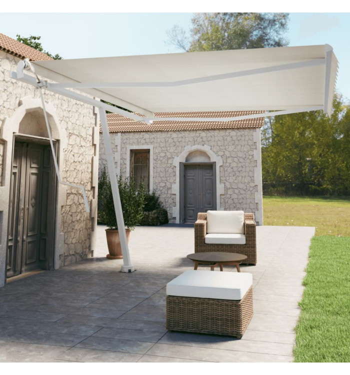 Jeu de poteaux d'auvent blanc 450x245 cm fer | Mobilier & Déco