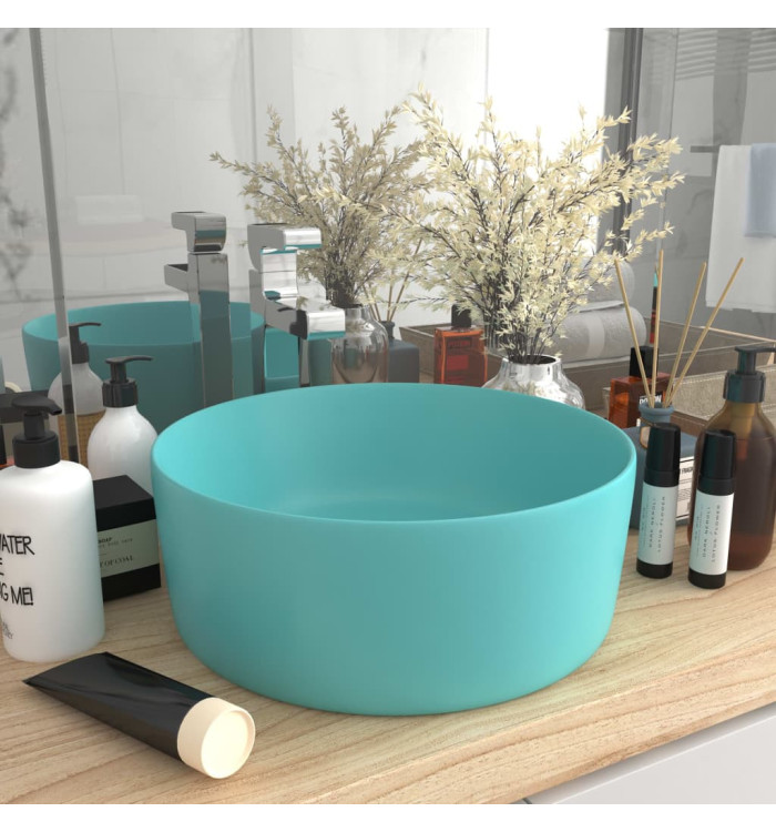 Lavabo rond de luxe Vert clair mat 40x15 cm Céramique | Mobilier & Déco