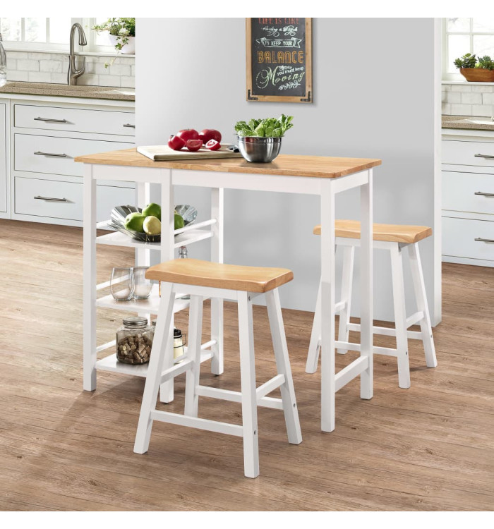 Ensemble de bar 3 pcs MDF Blanc | Mobilier & Déco
