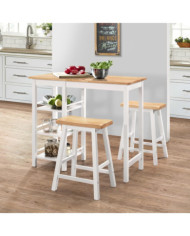 Ensemble de bar 3 pcs MDF Blanc | Mobilier & Déco
