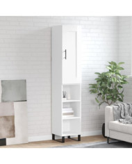 Buffet haut Blanc brillant 34,5x34x180 cm Bois d'ingénierie | Mobilier & Déco