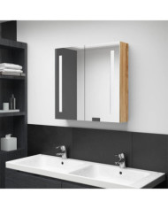 Armoire de salle de bain à miroir LED Chêne 62x14x60 cm | Mobilier & Déco