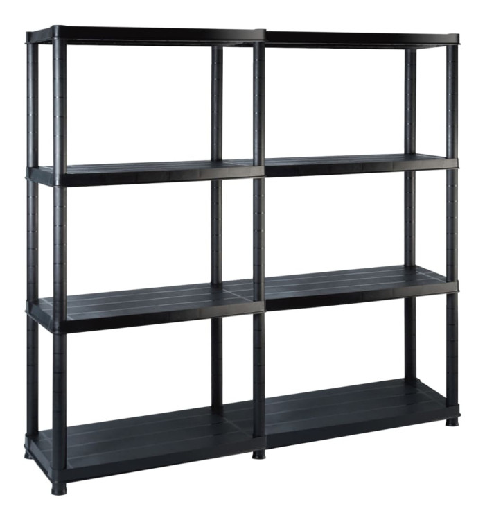 Étagère de rangement à 4 niveaux Noir 122x30,5x130 cm Plastique | Mobilier & Déco