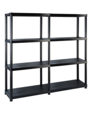 Étagère de rangement à 4 niveaux Noir 122x30,5x130 cm Plastique | Mobilier & Déco