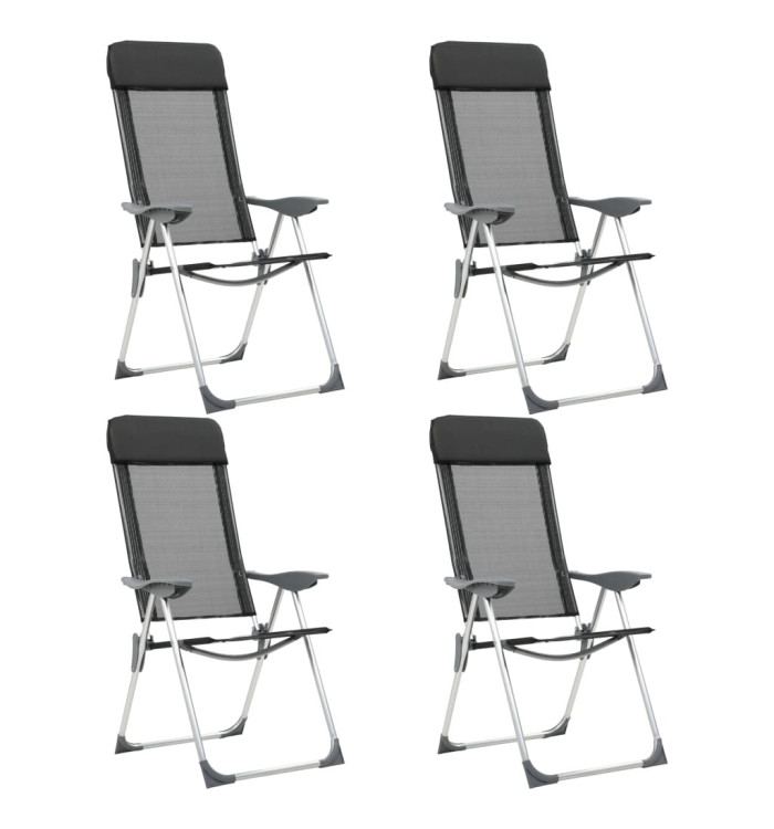 Chaises pliables de camping lot de 4 Noir Aluminium | Mobilier & Déco