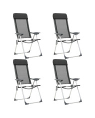 Chaises pliables de camping lot de 4 Noir Aluminium | Mobilier & Déco