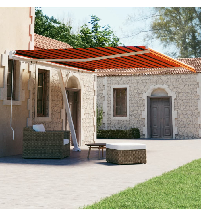 Auvent manuel rétractable sur pied 400x300 cm Orange et marron | Mobilier & Déco