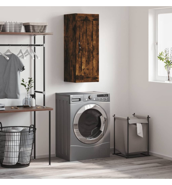 Armoire murale chêne fumé 34,5x34x90 cm bois d'ingénierie | Mobilier & Déco