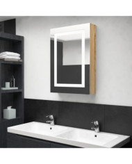 Armoire de salle de bain à miroir LED Chêne 50x13x70 cm | Mobilier & Déco