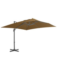 Parasol de jardin en porte-à-faux et poteau en aluminium taupe | Mobilier & Déco