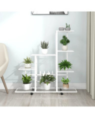 Support pour plantes sur roues 94,5x25x92,5 cm Blanc Métal | Mobilier & Déco