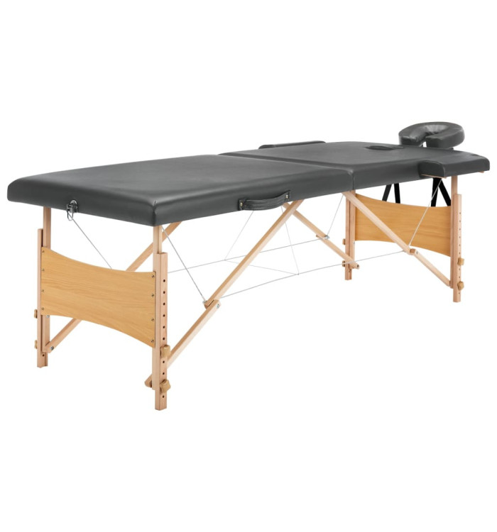 Table de massage avec 2 zones Cadre en bois Anthracite 186x68cm | Mobilier & Déco