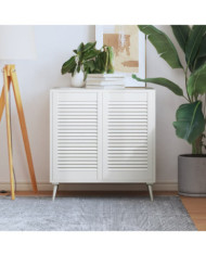 Portes d'armoire à persiennes 2 pcs blanc 69x39,4 cm pin massif | Mobilier & Déco