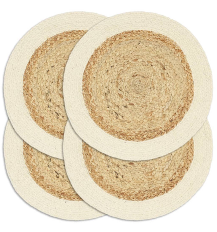 Napperons 4 pcs Naturel Plain 38 cm Rond Jute et coton | Mobilier & Déco