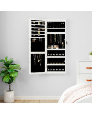 Armoire à bijoux avec miroir et éclairage LED mural blanc | Mobilier & Déco