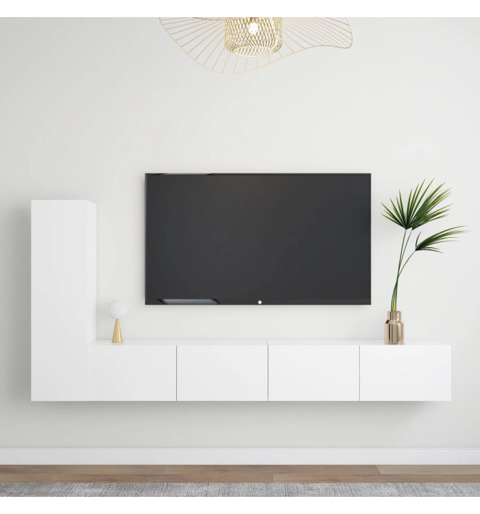 Ensemble de meubles TV 3 pcs Blanc Bois d'ingénierie | Mobilier & Déco