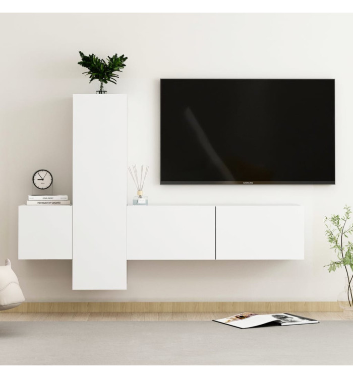 Ensemble de meubles TV 3 pcs Blanc Bois d'ingénierie | Mobilier & Déco