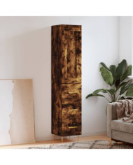 Buffet haut Chêne fumé 34,5x34x180 cm Bois d'ingénierie | Mobilier & Déco