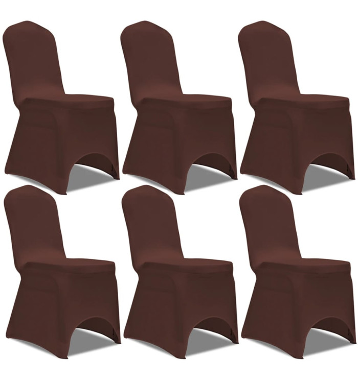 Housse de chaise extensible 6 pcs marron | Mobilier & Déco