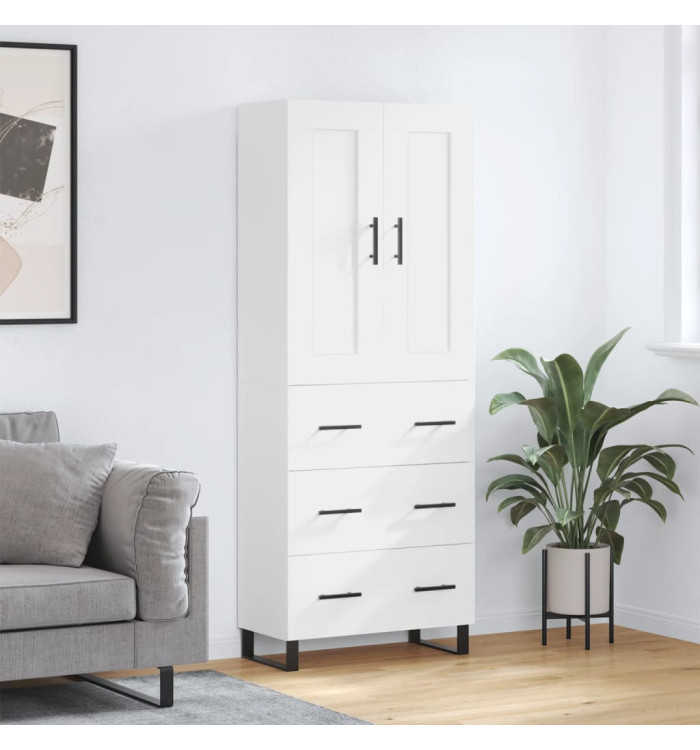 Buffet haut Blanc 69,5x34x180 cm Bois d'ingénierie | Mobilier & Déco