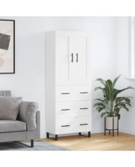 Buffet haut Blanc 69,5x34x180 cm Bois d'ingénierie | Mobilier & Déco
