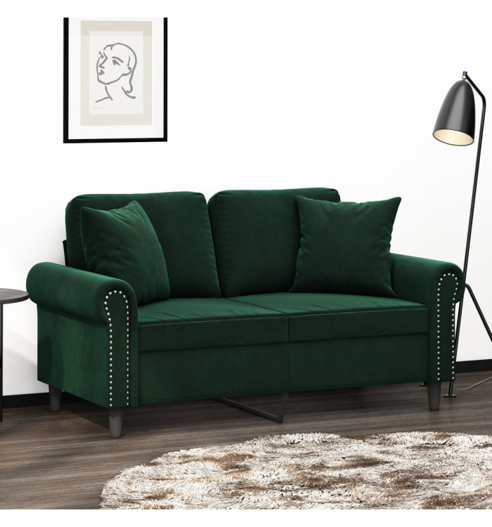 Coussins décoratifs lot de 2 Vert foncé 40x40 cm Velours | Mobilier & Déco