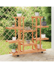 Support à fleurs avec roues 110x25x115 cm bois massif de sapin | Mobilier & Déco