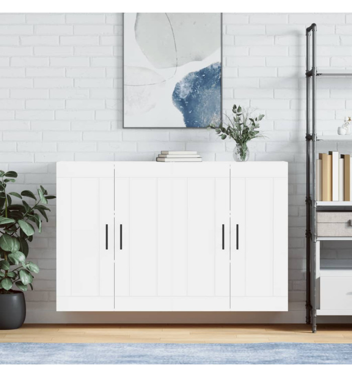 Armoires murales 2 pcs blanc bois d'ingénierie | Mobilier & Déco