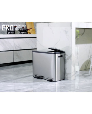 EKO Poubelle à pédale EcoCasa 30+15 L Argenté mat | Mobilier & Déco