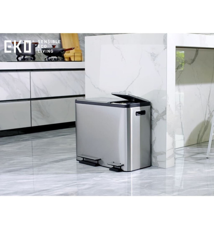 EKO Poubelle à pédale EcoCasa 30+15 L Argenté mat | Mobilier & Déco