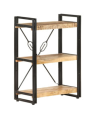 Bibliothèque à 3 niveaux 60x30x80 cm Bois de manguier massif | Mobilier & Déco