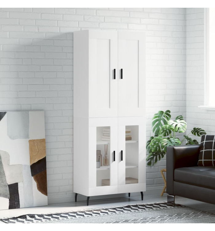 Buffet haut Blanc 69,5x34x180 cm Bois d'ingénierie | Mobilier & Déco