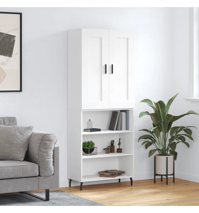 Buffet haut Blanc 69,5x34x180 cm Bois d'ingénierie | Mobilier & Déco