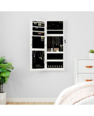 Armoire à bijoux avec miroir et éclairage LED mural blanc | Mobilier & Déco