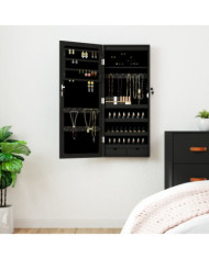 Armoire à bijoux avec miroir et éclairage LED mural noir | Mobilier & Déco