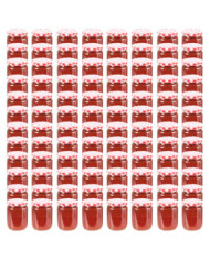 Pots à confiture Couvercle blanc et rouge 96 pcs Verre 230 ml | Mobilier & Déco