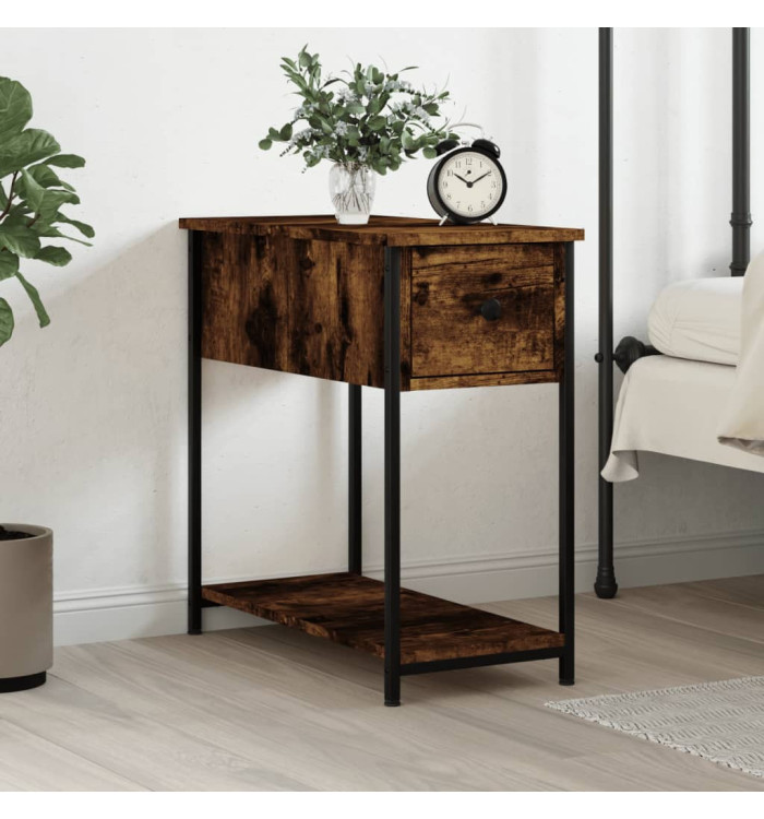 Table de chevet chêne fumé 30x60x60 cm bois d'ingénierie | Mobilier & Déco