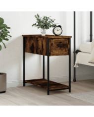Table de chevet chêne fumé 30x60x60 cm bois d'ingénierie | Mobilier & Déco