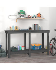 Banc de travail Gris 140x50x80 cm Bois de pin massif | Mobilier & Déco