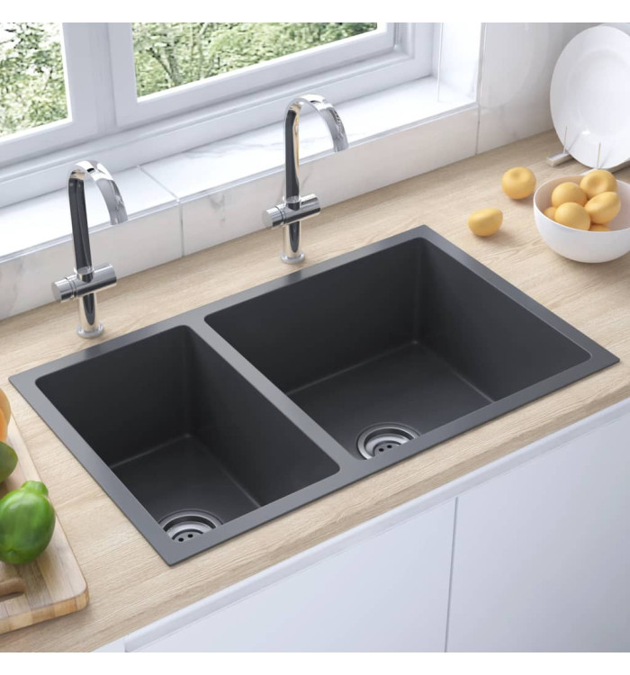 Évier de cuisine Noir Acier inoxydable | Mobilier & Déco
