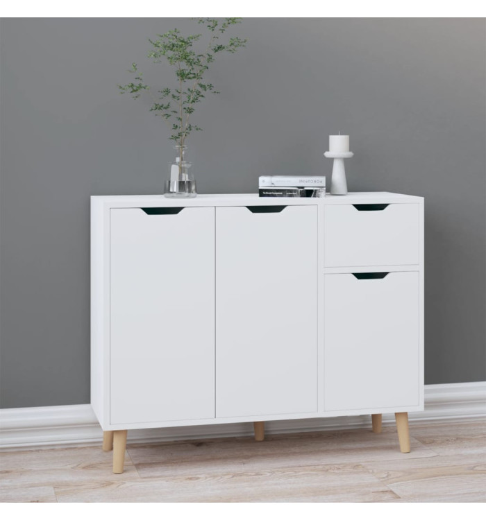 Buffet blanc brillant 90x30x72 cm bois d'ingénierie | Mobilier & Déco