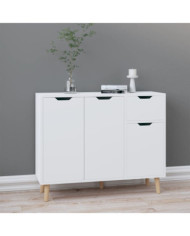 Buffet blanc brillant 90x30x72 cm bois d'ingénierie | Mobilier & Déco