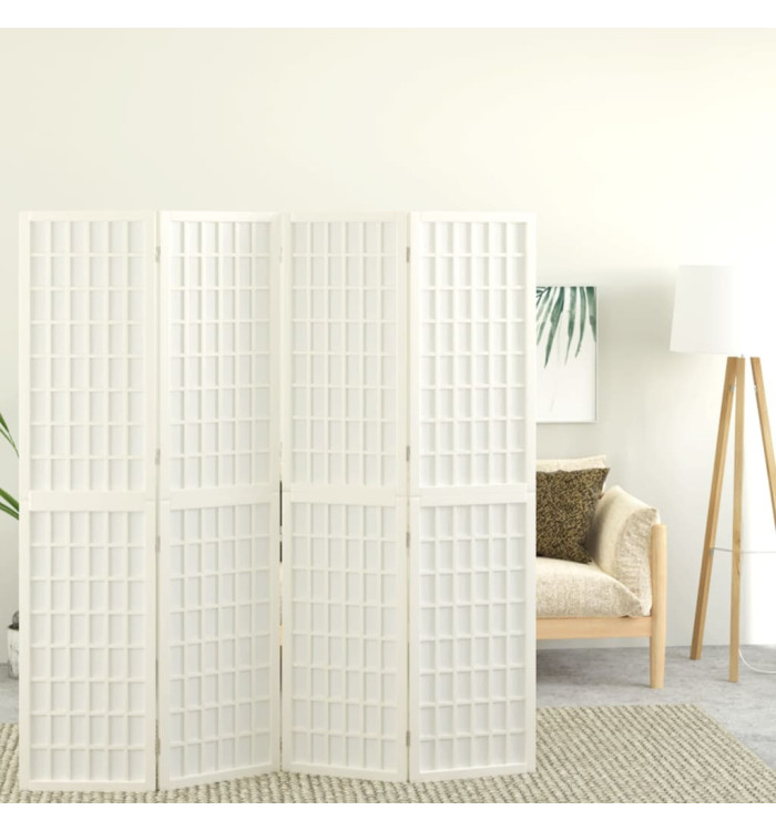 Cloison de séparation pliable 4 panneaux 160x170 cm Blanc | Mobilier & Déco