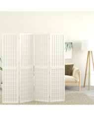 Cloison de séparation pliable 4 panneaux 160x170 cm Blanc | Mobilier & Déco