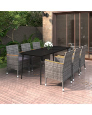 Ensemble à manger de jardin coussins 7 pcs Résine tressée Verre | Mobilier & Déco
