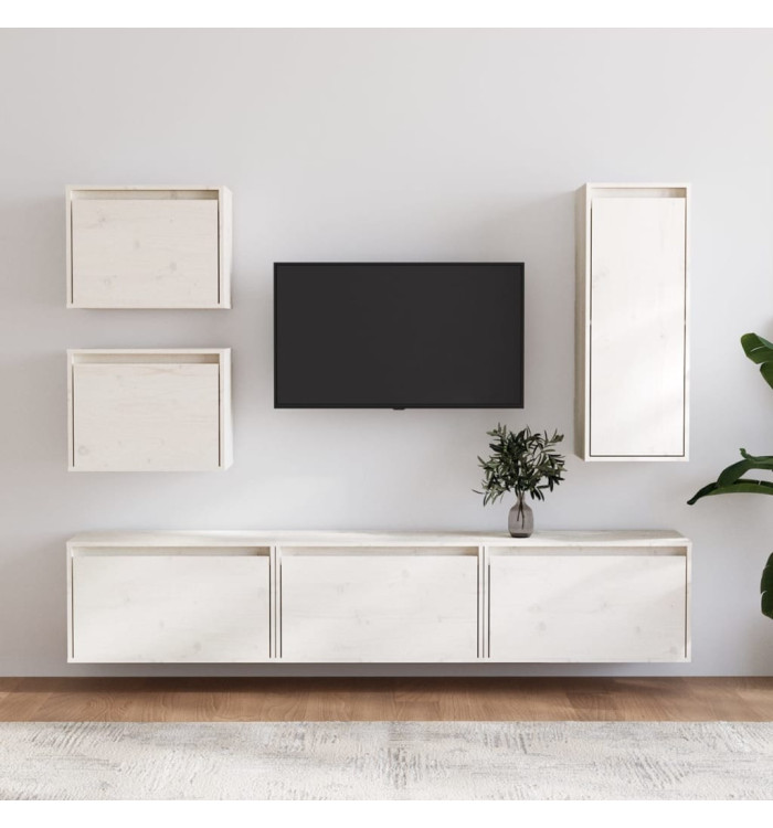 Meubles TV 6 pcs Blanc Bois massif de pin | Mobilier & Déco